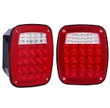 Vouke 38 LED Jeep style Universal Tail Brake Turn Stop Licence Back up Lights for Truck Trailer Boat Jeep etc,12V Stud Mounted Lamps,Pack of 2