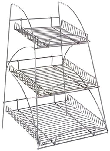 Displays2go WCTRAYX3SS Metal Display Rack with 3 Trays, 16x25x15-Inch ...