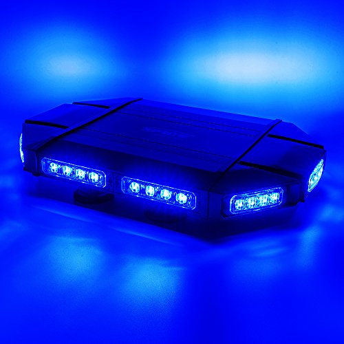 Xprite Black Hawk Mini 18" Professional Blue LED Stealth Low Profile Law Enforcement and Security Magnetic Roof Top Strobe Light Bar