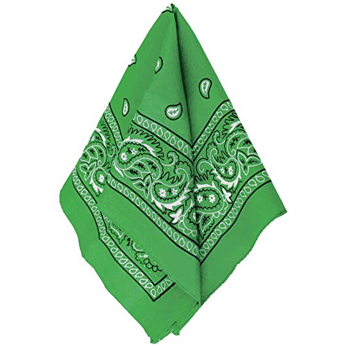 Multi-Purpose Bandana Western Cowboy Costume Party Headwear, Green, Fabric, 20" x 20".