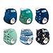 ALVABABY Baby Cloth Diapers/6 Pack with 12 pcs 4-Layer Rayon from Bboo Inserts/Adjustable Washable Reusable 6CM64-MB