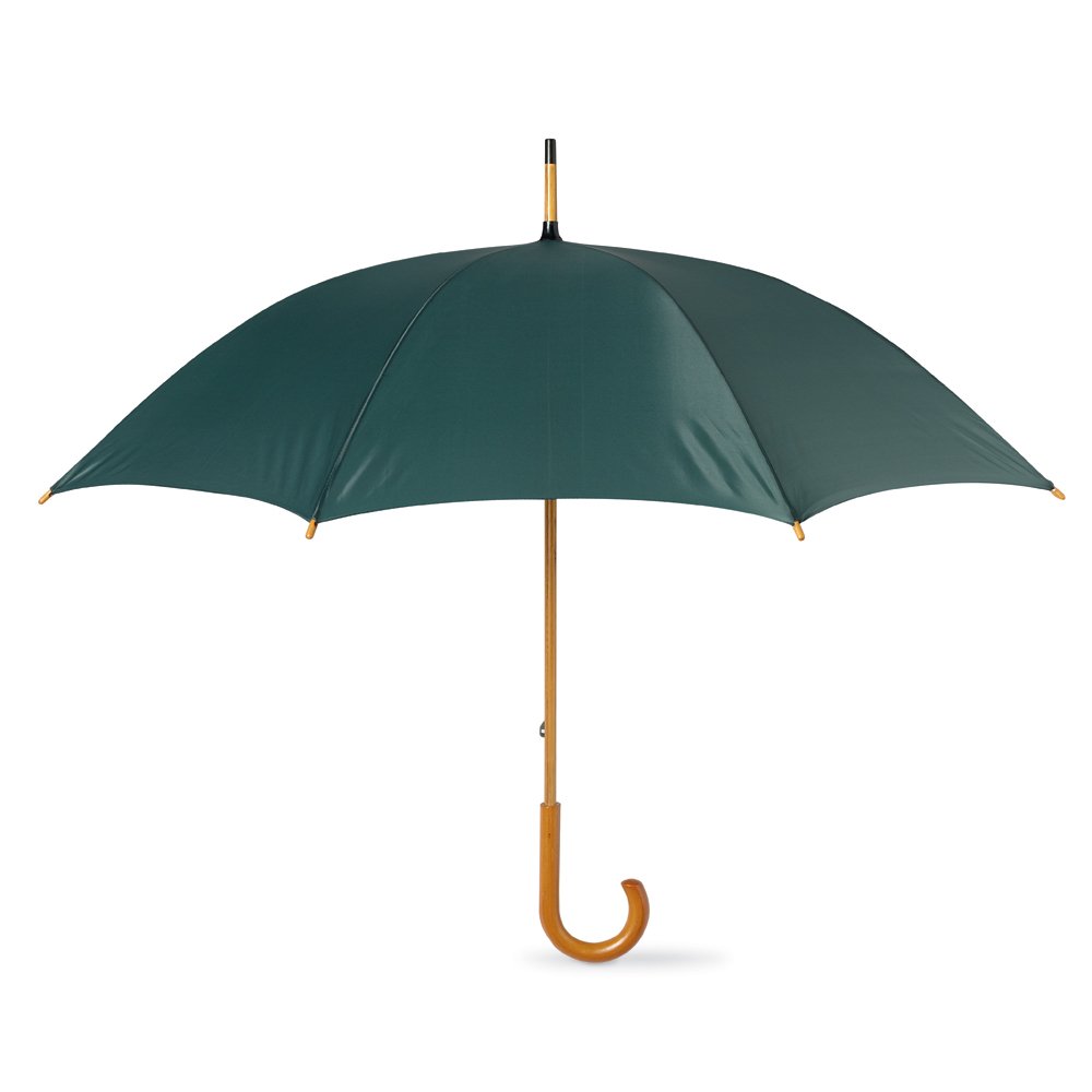 eBuyGB Wooden Crook Handle Large Umbrella Classic Manual Opening Rainproof for Men and Women Umbrella Windproof Strong - Green 41.5 Inch / 105cm Span 90cm Length