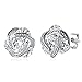 Love Knot Stud Earrings for Women Girls Cubic Zirconia Post Earrings Plated 14k White Gold, with BuycitKy PU Jewelry Pouch
