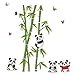 AIMTOPPY Home Decor Mural Vinyl Wall Sticker Removable Cute Panda Eating Bamboo Nursery Room Wall Art Decal Paper