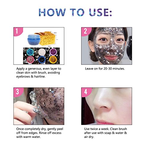 Chartsea Deep Clean Mask, Glitter Face Mask,Star Mask Bling Glitter Deep Cleaning Pore Moisturizing Peel Off Mask Facial Face Masks Skin Care (Pink) - Thumbnail 4
