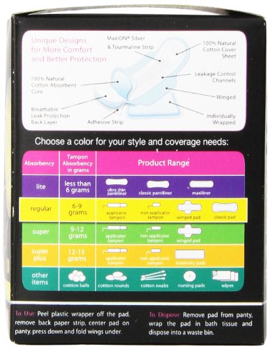 Maxim Hygiene Products Maxion Natural Ultra Thin Winged Pad, Regular, 10 Count