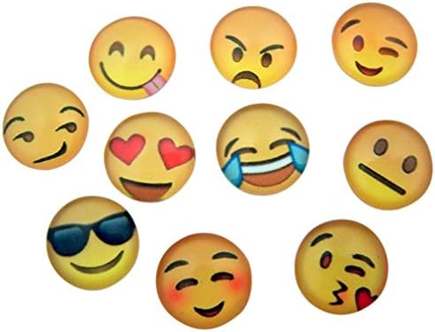Dubster Brand Assorted Emoji Emoticon Face Glass Jewelry Beads, Pack of 10