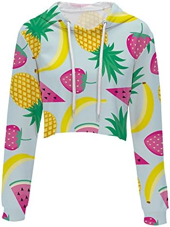 Dreamskull Womens Casual Floral Cropped Hoodies Long Sleeve Hooded Crop Sweatshirts