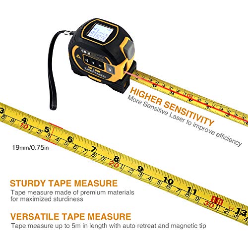 COZ 3 In 1 Digital Metric Laser Tape Measure, 5m Tape Measure 40m