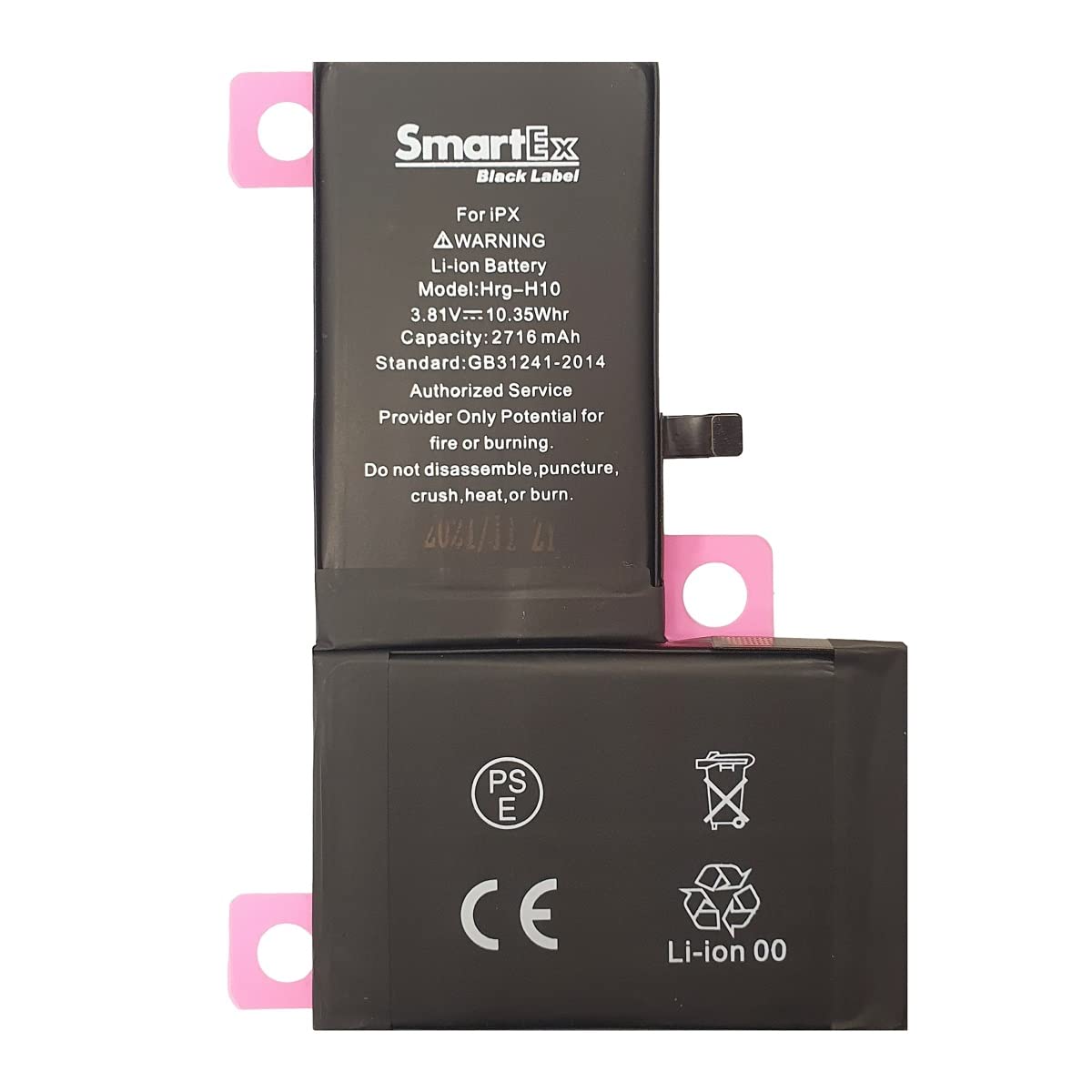 Smartex® Black Label Battery compatible with iPhone X - 2716 mAh | 2 Years Guarantee