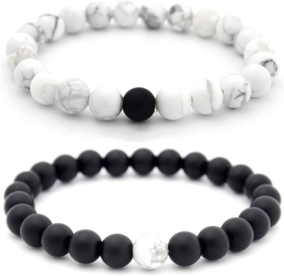 AIUIN 2X Chakras Healing Bracelet Amulet Bracelet for Men and Women Reiki Prayer Stones Lava Beads Yoga Energy Bracelet Life Couple Bracelet