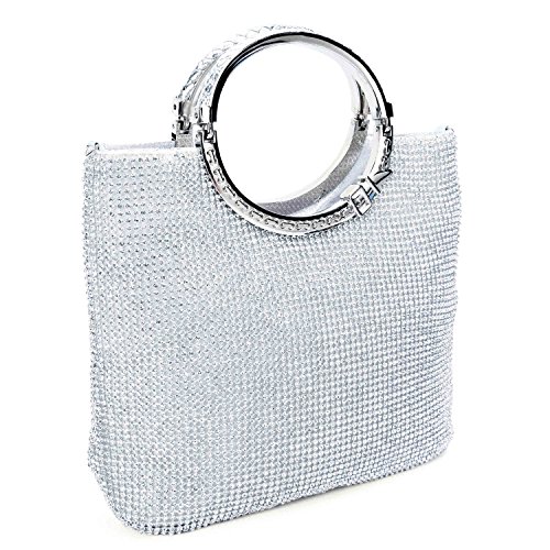 UBORSE Women's Bling Crystal Rhinestone Evening Clutch Prom Party Handbag Wedding Purse Silver
