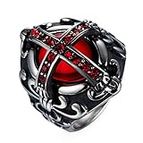 Crusader Templar Cross Christian Christianity Rings Ruby cubic-zirconia 316L Stainless Steel Ring