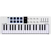 Arturia MiniLab 37 MIDI Keyboard Controller | Slim expanded keybed for two-handed play, DAW-integrated pads and faders, real-time mini display, arpeggiator and Chord mode