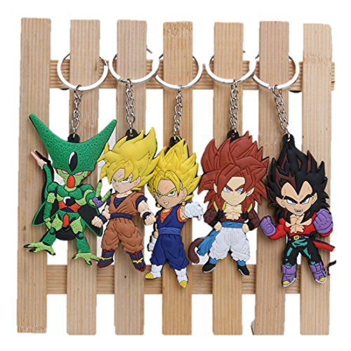 LightningStore 5pcs/set Anime Cartoon Dragon Ball Z Son Goku Vegeta PVC Keychains Pendants Toys Keyring