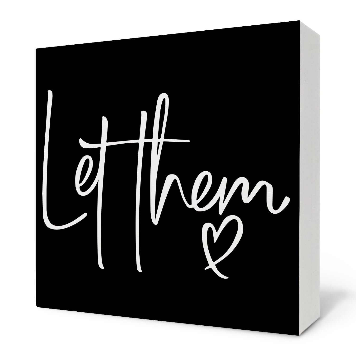 Photo 1 of Nvotell Let Them Wooden Sign - Mental Health Quotes Wooden Box Signs 5x5 Inches, Let Them Desk Tabletop Signs for Home Decor Shelf, Office Decorations Gifts for Coworkers Women Work (Black)