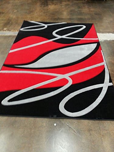 Exact Size 5'4"x7'5" Beautiful Black Detailed Geometric Hand Carved Area Rug Size 5x8(GEO)128Black