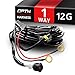 OPT7 12 Gauge 500W 1-Way LED Light Bar Wiring Harness w/Switch - 11ft Dimmer Strobe Waterproof Relay