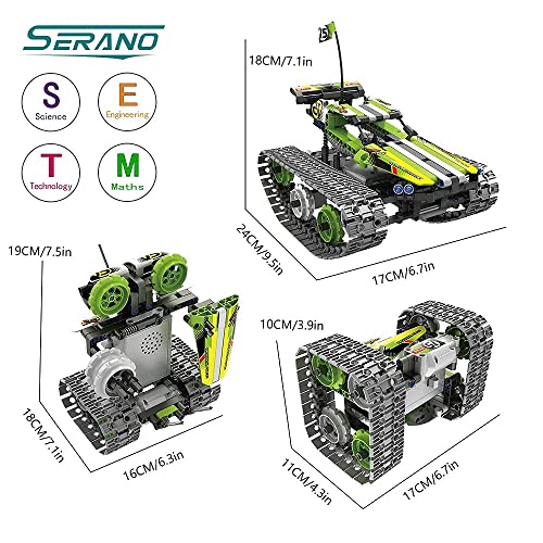 SERANO RC Car Building Kit RC Tracked Car 3 in 1 Building Kit, STEM