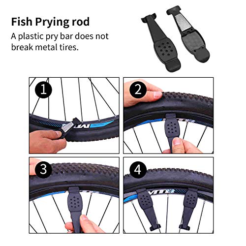 Pro Bike Tool Mini Bike Pump - Fits Presta and Schrader - 210PSI 15BAR High Pressure Hand Air Pump with Gauge and Glueless Puncture Repair Kit - Bicycle Tire Pump for Road, Mountain and BMX Bikes - Thumbnail 4