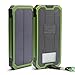 Solar Power, 12000mAh Portable Solar Powered Phone Charger Dual USB Solar External Battery Pack Power Bank for Cellphones With Solar LED Lights For Emergency or As A Camping Light (Green)