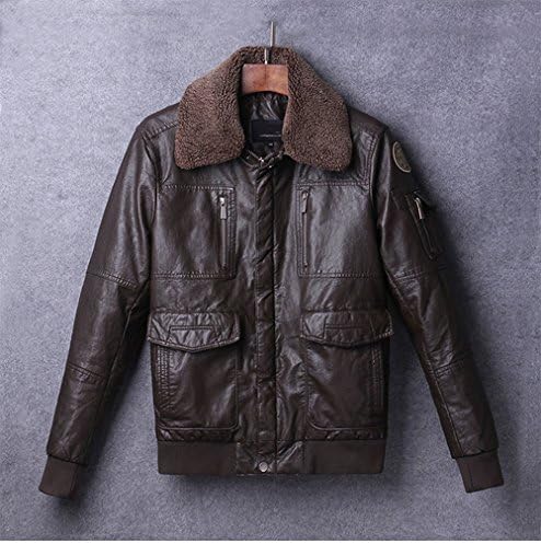kenntrice Men's Leather Outwear Jacket/Air Force Pilot Jacket (M, Brown)