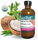 AVIVA PURE CocoPull Organic Coconut Oil Pulling Natural Teeth Whitener - Unrefined Coconut Oil Pulling With Organic Peppermint Oil - Natural Oral Care And Bad Breath Remedy, 4 oz Bottle