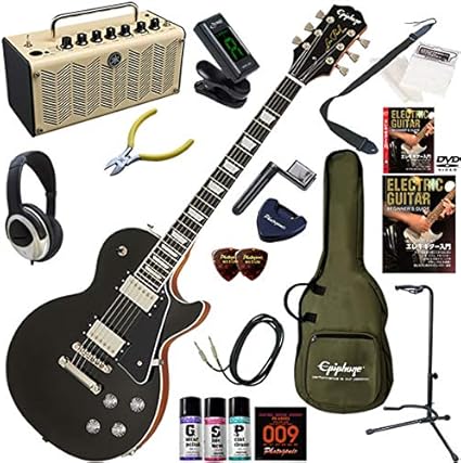 Amazon Epiphone エレキギター 初心者 入門 軽量ボディのモダンなレスポール レトロなデザインで多機能 高音質のyamaha Thr5が入ってる大人の19点セット Les Paul Modern Gb グラファイトブラック エレキギターセット 楽器