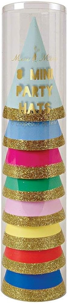 Meri Meri Happy Birthday Mini Party Hats - Pack of 8 in 8 Colors - Great for any Party: Clothing
