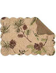 Set of 4 Woodland Retreat Rectangular Quilted Placemat by C&F Home - Pinecones, Pine - Rustic, Lodge