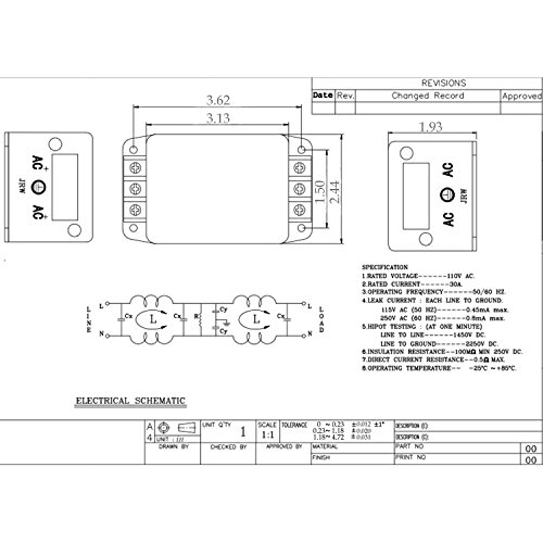 Noise Suppressor Power EMI Filter Termianl Single-phase Line-conditioner JREle AC 115/250V 30A JRW1230-44