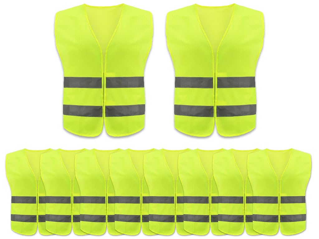 Anlising 10PCS High Visibility Safety Vests,Hi Vis Safety Vests with 2 Reflective Stripes,Night Workwear Reflective Vest,Reflective Jackets Waistcoat,for Running,Biking,Surveyor and Traffic Work — image 1