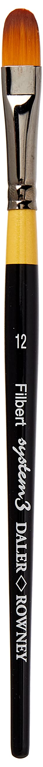 Daler-Rowney System3 Acrylic Brush, Synthetic Hair, Short Handle, Filbert, 12