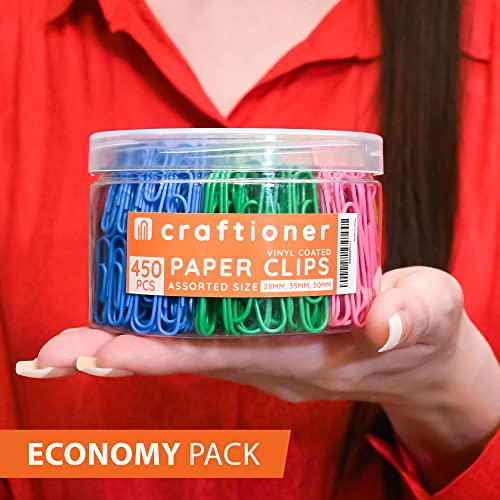 400 Pcs Colored Small Paper Clips - 28mm/1.1 Inch Vinyl Coated Metal Clips For Office, School, Home