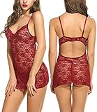 Avidlove Sexy Lingerie for Women Babydoll Sleepwear Lace Chemises Set