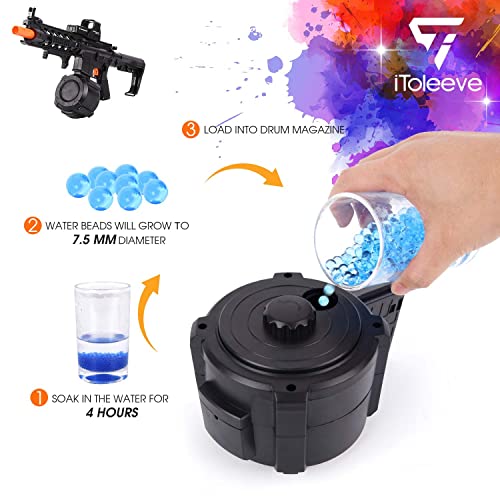 iToleeve Splatter Ball Gun, Gel Ball Blaster Kit with Drum Magazine (5X