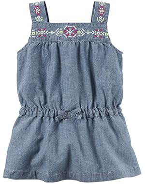 Girl Embroidered Chambray Tunic; Blue 5T