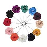 TopTie Flower Lapel Pin Rose for Wedding, 12 Pcs Assorted Color
