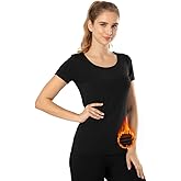 Subuteay Thermal Top for Women Fleece Lined Shirt Short Sleeve Base Layer