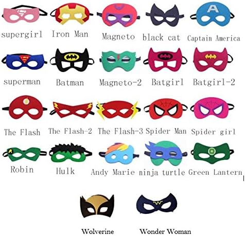Superhero Party Masks/Supplies for Children- 22 Piece Superhero Masks- Perfect for children 3+ and Adults