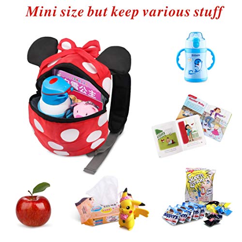 Idefair Kids Harness Backpack, Anti-Lost Toddler Backpack Leash Mini Cute Safety Leash Bag for Age 1-5 Years Old Boys and Girls with Detachable Rein (Red)