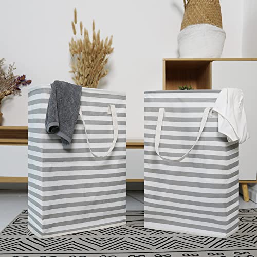 MACAJICHO Laundry Hamper, 2 Pack Large Laundry Basket with Long Handles