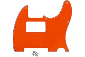 ROZILO 8 Hole Tele Pickguard Guitar Humbucker Pick Guard Fit USA/Mexican Fender Standard Telecaster Orange 3 Ply