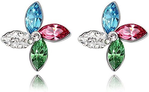 Chokushop New Fashion Luxury Silver Pin Tear Drop Earrings Cubic Zirconia Women Earrings Allergy Free Lead Free 18 KGP Bridal Jewelry