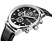 SONGDU Date Multifunction Chronograph Watches For Men Online Stopwatch Black Leather Strap Luminous Hands