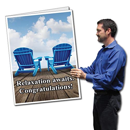 VictoryStore Jumbo Greeting Cards: Giant Retirement Card (Relaxation Awaits) 2' x 3' Card with Envelope