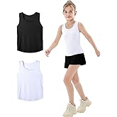 Hvididan Girls Tank Tops Racerback Crewneck Sleeveless Athletic Quick Dry Shirts Workout Yoga 5-14 Years