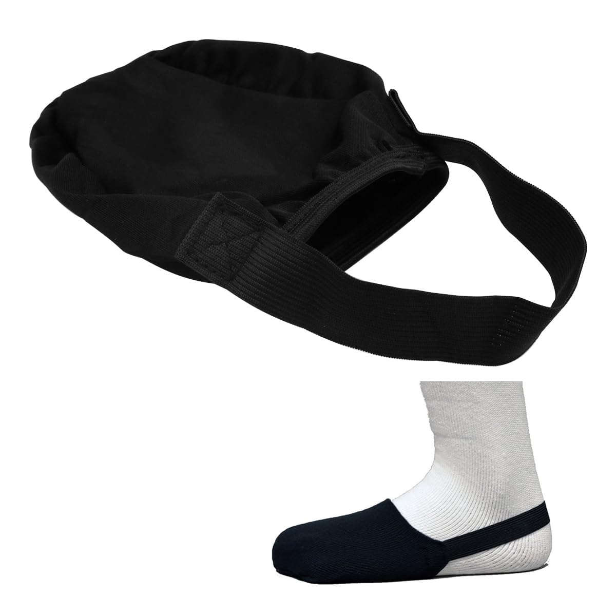 POFET Cast Toe Cover Sock with Anti-Slip Sole — Warm Protective Toe Cover for Short Leg Casts, Splints & Open-Toe Braces — Elastic Toe Protector (Black)