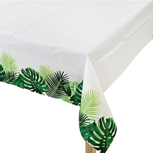 Palace Table Party Decoration Paper Tablecover Floral Summer Party Tropical Jungle 1.2 x 1.8 m – Pack of 1, White