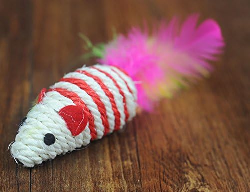 VKOPA Pet Cat Toy,Cat Toy Mouse,, Sisal Rope Cat Catcher For Feather Tails